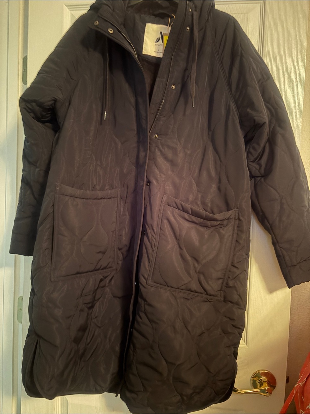 Amazon Black Quilted Long Puffer Coat with Hood